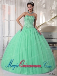 Apple Green Ball Gown Sweetheart With Tulle Beading Perfect Quinceanera Dresses