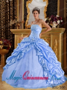 Baby Blue Ball Gown Floor-length Taffeta and Tulle Beading New style Quinceanera Dress