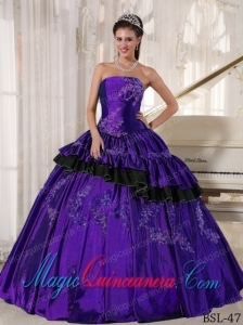 Ball Gown Strapless Floor-length Taffeta Beading Fabulous Sweet 16 Gowns