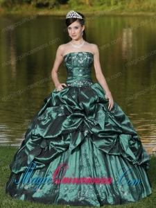 Custom Size Strapless Fashion Quinceanera Dress Beaded Decorate With Green