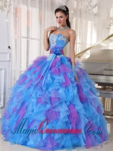 Sweetheart Appliques and Ruffles Organza Popular Sweet 16 Dresses