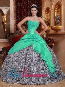 Apple Green Ball Gown Sweetheart Floor-length Taffeta and Zebra Beading New style Quinceanera Dress