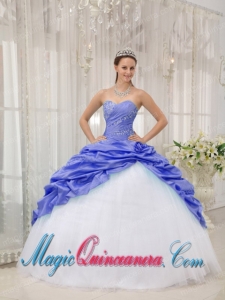 Beading Sweetheart Floor-length Purple and White New style Quinceanera Dress