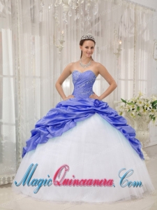 Beading Sweetheart Floor-length Purple and White New style Quinceanera Dress