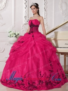 Colourful Ball Gown Strapless With Organza Appliques Perfect Quinceanera Dresses