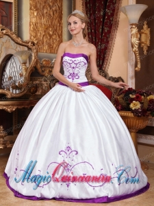 Colourful Strapless With Satin Embroidery Perfect Quinceanera Dresses