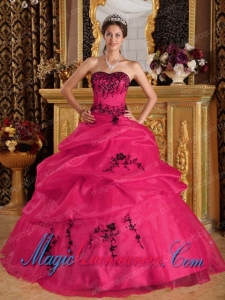 Coral Red Ball Gown Sweetheart With Embroidery Perfect Quinceanera Dresses