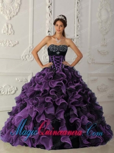 Lavender Ball Gown Sweetheart Floor-length Organza Beading New style Quinceanera Dress