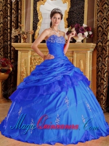 Perfect Quinceanera Dresses In Blue Sweetheart Floor-length Taffeta Beading