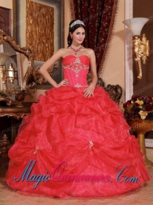 Perfect Quinceanera Dresses In Coral Red Ball Gown Sweetheart Organza Beading