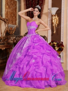 Perfect Quinceanera Dresses In Fuchsia Ball Gown Sweetheart Floor-length Organza Beading