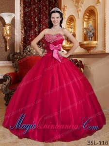 Red Ball Gown Sweetheart Floor-length Tulle and Tafftea Beading New style Quinceanera Dress