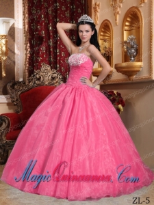 Watermelon Ball Gown Strapless Organza Appliques Perfect Quinceanera Dresses