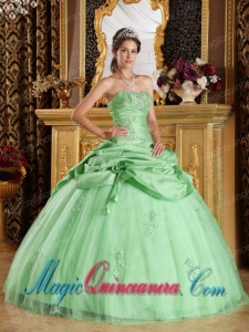 Apple Green Ball Gown Strapless With Beading Sweet 15 Quinceanera Dresses