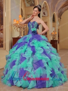 Ball Gown Sweetheart Ruffles Organza Pretty Quinceanera Dress in Colorful