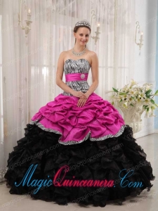 Brand New Hot Pink and Black Ball Gown Sweetheart Floor-length Pretty Quinceanera Dress