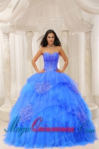 Custom Made Aqua Blue Sweetheart Embroidery For Perfect Quinceanera Dresses Wear In 2013