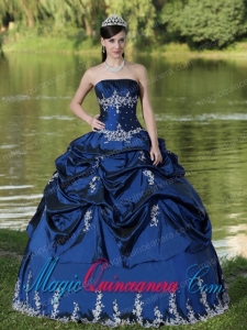 Custom Made Navy Blue Perfect Quinceanera Dresses Party Wear With Satin Embroidery Decorate