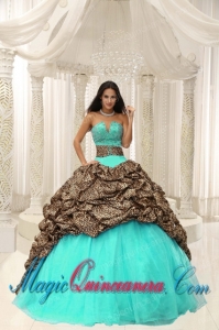 Leopard and Organza Beading Decorate Sweetheart Neckline New style Quinceanera Dress