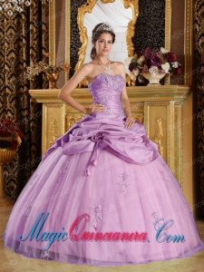 Rose Pink Ball Gown Strapless Floor-length Tulle and Taffeta Beading Beautiful Sweet 16 Gowns