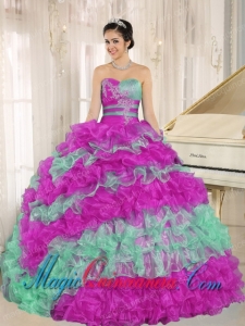 Stylish Multi-color 2013 Perfect Quinceanera Dresses Ruffles With Appliques Sweetheart