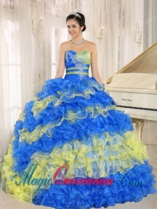 Stylish Multi-color New style Quinceanera Dress Ruffles With Appliques Sweetheart