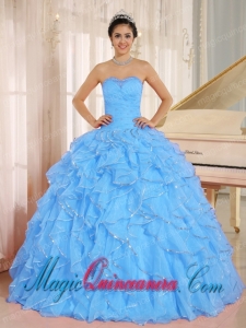 2013 Ruffles and Beaded For Aqua Blue Pretty Quinceanera Dress Custom Made