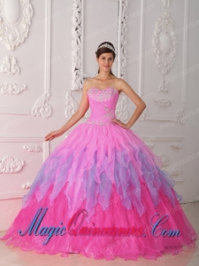 Baby Pink Ball Gown Sweetheart With Beading and Ruch For Sweet 15 Quinceanera Dresses
