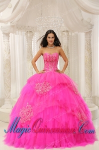Custom Made Hot Pink Sweetheart Embroidery For Pretty Quinceanera Dress Wear In 2013