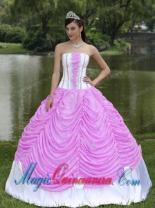 Custom Made Pretty Quinceanera Dress With Strapless Ball Gown Rose Pink and Pick-ups