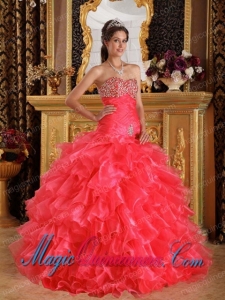 Exclusive Ball Gown Sweetheart With Organza Beading Sweet 15 Quinceanera Dresses