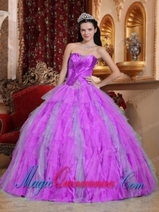 Fuchsia Ball Gown Sweetheart Floor-length Tulle Beading Spring Quinceanera Dress