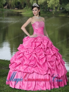 Hot Pink For Clearance Pretty Quinceanera Dress With Strapless Beaded Decorate Taffeta