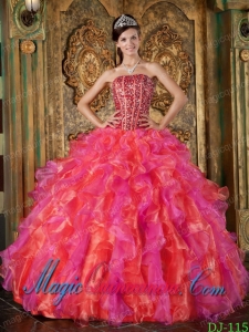 Multi-Color Ball Gown Strapless With Beading and Ruffles Sweet 15 Quinceanera Dresses