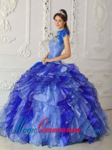 Royal Blue Ball Gown Strapless With Satin and Organza Beading Sweet 15 Quinceanera Dresses