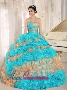 Stylish Multi-color 2013 Pretty Quinceanera Dress Ruffles With Appliques Sweetheart