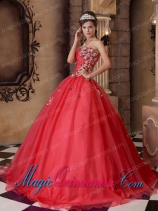 Sweet 15 Quinceanera Dresses In Red A-line Sweetheart With Organza Beading