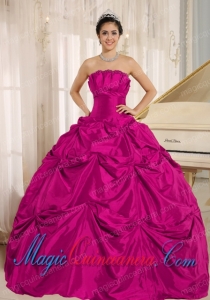 Red Ball Gown Spring Quinceanera Dress With Pick-ups For Custom Made Taffeta