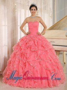 2013 Ruffles and Beaded For Red Sweet 15 Quinceanera Dress Custom Made