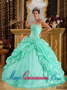 Apple Green Ball Gown Floor-length Taffeta and Tulle with Beading Popular Quinceanera Dresses