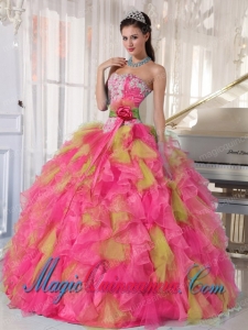 Appliques Organza Sweetheart Popular Quinceanera Dresses with Detachable Sash