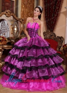Multi-color Ball Gown Sweetheart Floor-length Organza Ruffles Quinceanera Dress