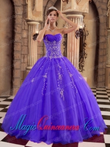 Purple Ball Gown Floor-length Organza with Beading Popular Quinceanera Dresses