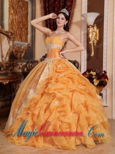 Ball Gown Sweetheart Vintage Organza Beading Quinceanera Gowns in Orange