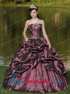 Custom Size Strapless Vintage Beaded Quinceanera Dress in Rust Red