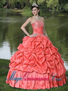 Inexpensive Red For Clearance Sweet 15 Dresses With Strapless Beaded Decorate Taffeta