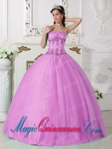 Lavender Ball Gown Sweetheart Floor-length Tulle and Taffeta Beading Popular Quinceanera Dresses