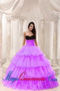 Lilac Vintage Sweetheart Beaded Organza Ball Gown Quinceanera Dress with Layers