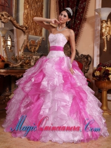 Multi-colored Sweetheart Floor-length Organza Beading and Ruching Exquisive Sweet 15 Dresses