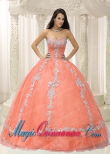 Orange Vintage Sweetheart Beaded Quinceanera Dress with Appliques